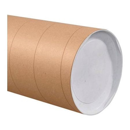 Box Packaging Jumbo Mailing Tubes With Caps 10 Dia. x 36L 0.125 Thick Kraft 8/Pk P1036KHD